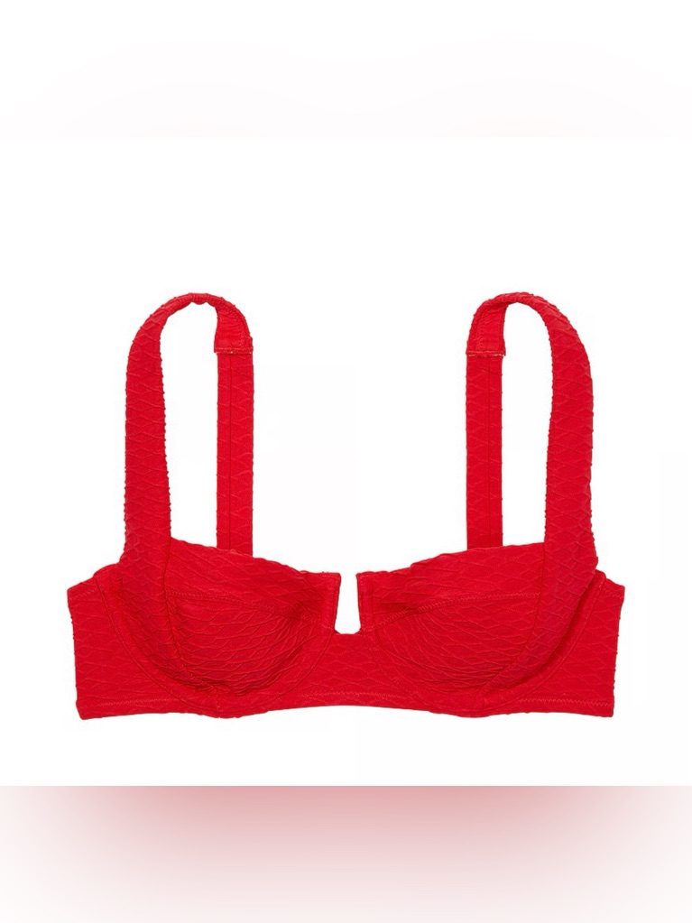 Victoria’s Secret Swim Full Coverage Bikini Top Red Textured Underwire | Size L